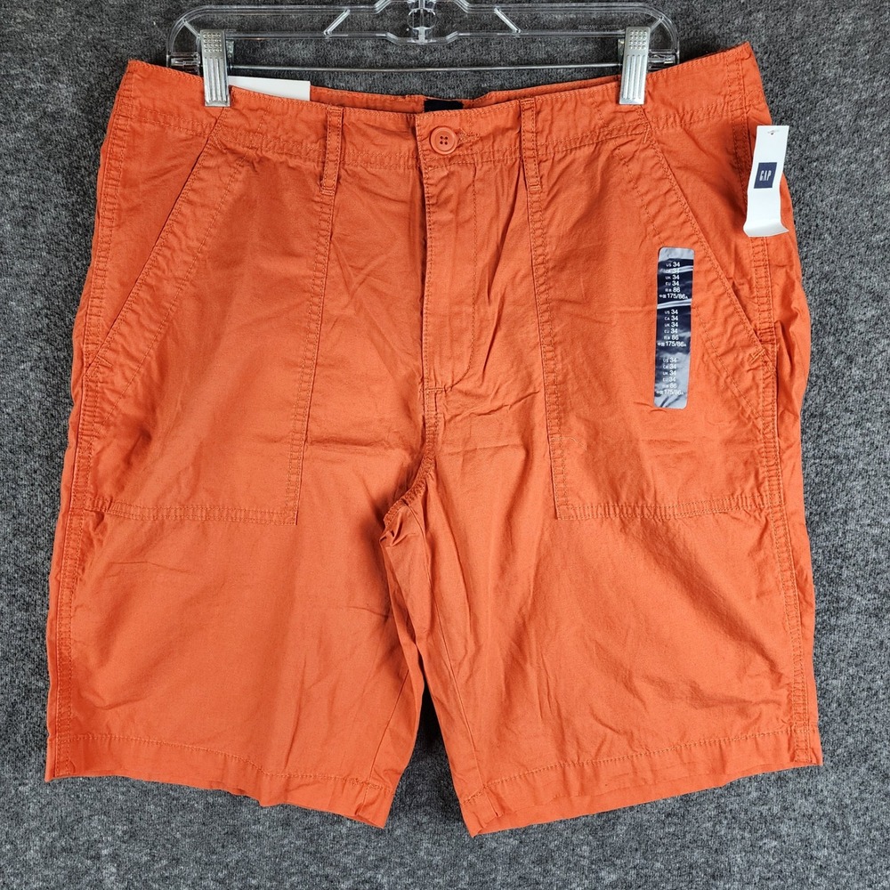 Gap Shorts Mens 34 189763-00-1 Orange Flat Front Cotton NEW